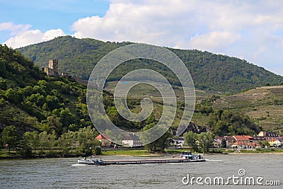 Boat on the Danube river Editorial Stock Photo