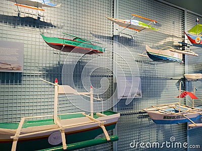 Boat designs of different provinces in Cebu City, Displayed at National Museum of the Philippines - Cebu City Editorial Stock Photo