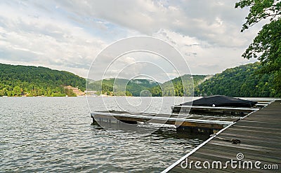 Boat dock on Cheat Lake Morgantown Stock Photo