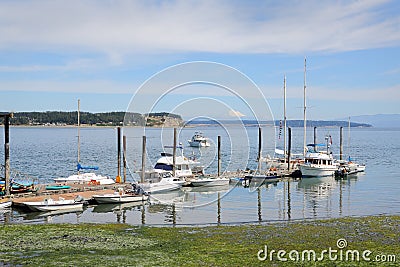 Boat Dock, Coupeville Pier, Washington State Stock Photo