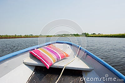 Boat on Dutch river Stock Photo