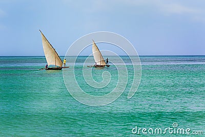 Boat fishermen Zanzibar Editorial Stock Photo