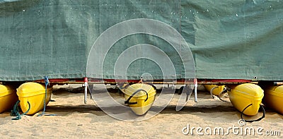 Boat floater covered Stock Photo