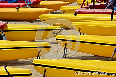 Boat floater on sand Stock Photo