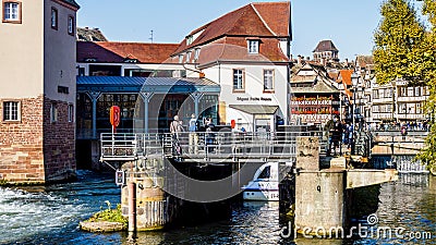 Strasbourg, France. The view on the channels of Little France district Editorial Stock Photo