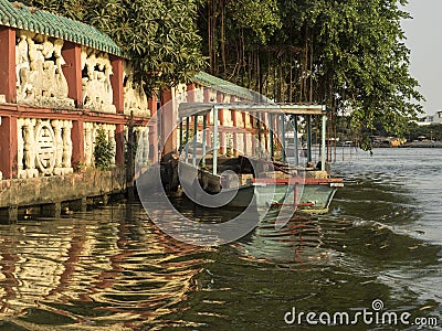 Boat at the floating temple - Saigon River Stock Photo