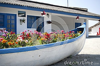 Boat with flowers Stock Photo