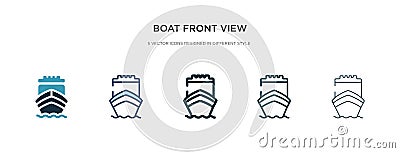 Boat front view icon in different style vector illustration. two colored and black boat front view vector icons designed in filled Vector Illustration