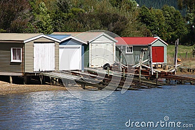 Boat garages Stock Photo