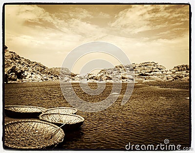 The boat at Hampi Stock Photo