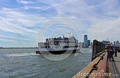 Boat heading out to the Statue of Liberty Editorial Stock Photo