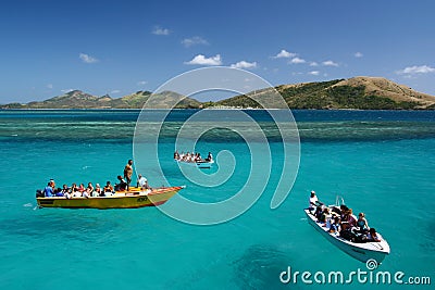 Boat hover on turquoise blue ocean Editorial Stock Photo