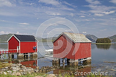 Boat huts in Sor Eitran Stock Photo