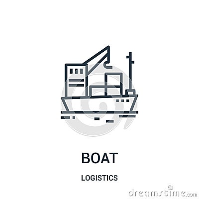 boat icon vector from logistics collection. Thin line boat outline icon vector illustration. Linear symbol for use on web and Vector Illustration