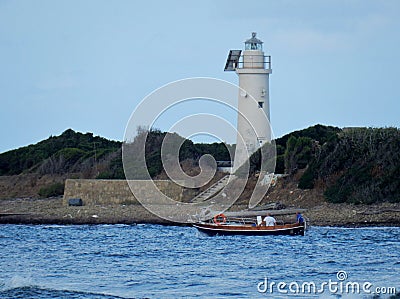 Boat on the Island of Licosa Editorial Stock Photo