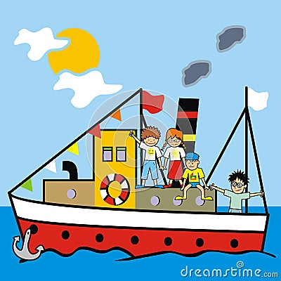 Boat And Kids Stock Vector - Image: 40235921