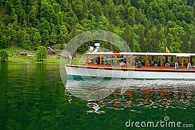 Excursion boat on the Konigssee Editorial Stock Photo