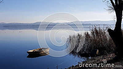 Boat on the Lago di Varese Stock Photo