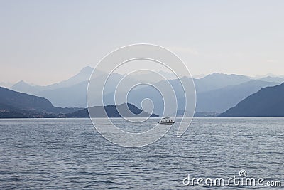 A boat on a lake Stock Photo