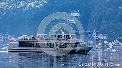 Boat on lake hallstÃ¤tter see Editorial Stock Photo