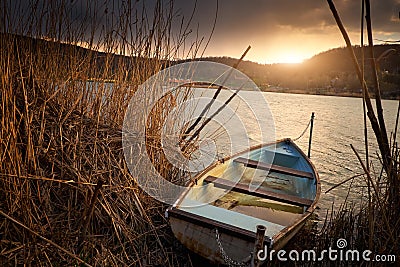 Boat on lake Stock Photo