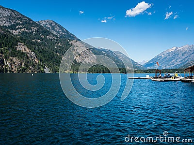 Boat landing at Stehekin, a secluded community at the north end of Lake Chelan Editorial Stock Photo