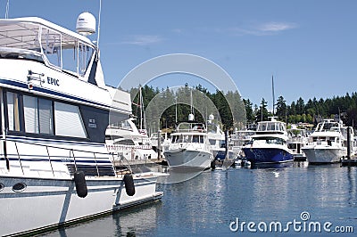 Boat marina on San Juan island Editorial Stock Photo