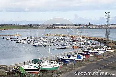 Boat marina for security of sailing club at Peterhead Stock Photo