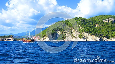 Boat on Mediterranean Sea Stock Photo
