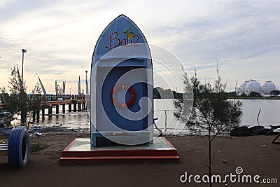 a boat monument stands at a tourist spot Editorial Stock Photo