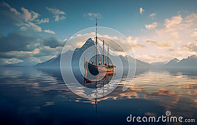 A boat on North Lake in the Sierra Stock Photo