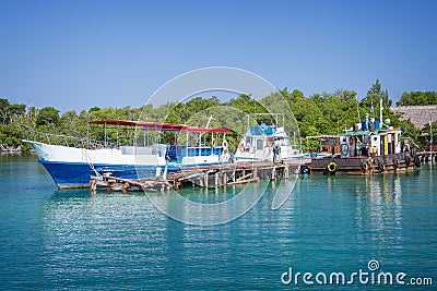 Boat pier at Cayo Levisa island Cuba Stock Photo