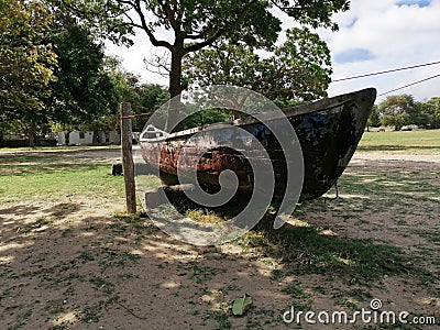 The boat place inside of the jaffna fort in Sri Lanka Stock Photo