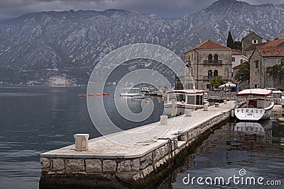 Boat at quay in perast Editorial Stock Photo