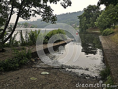 Boat ramp at the reservoir of the river Ruhr in Essen Kettwig Stock Photo