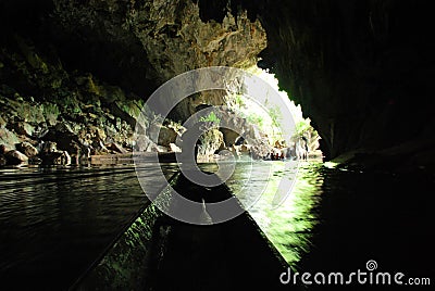 A boat ride through the Kong Lor Cave in central Laos Stock Photo