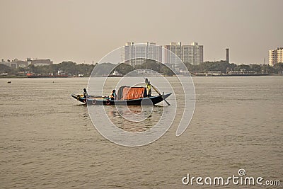 boat at river bhagirathi, howrah, WestBengal, india Editorial Stock Photo