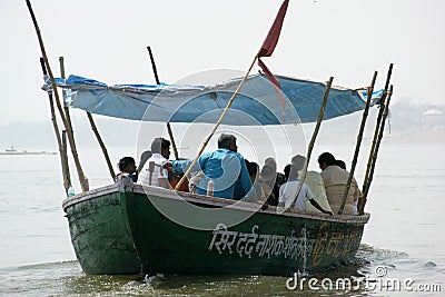 Boat in River Ganga Editorial Stock Photo