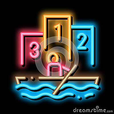 Boat Rowing Competition Canoeing neon glow icon illustration Vector Illustration