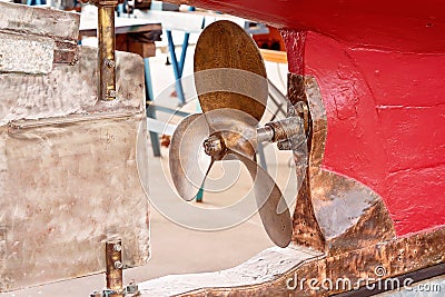 Boat Rudder And Propeller Editorial Stock Photo