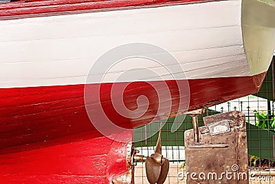 Boat Rudder And Propeller Editorial Stock Photo