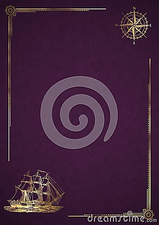 Boat Sailing Nautical Marine Compass Travel Template Presentation Layout Background Luxury Illustration - Violet Stock Photo