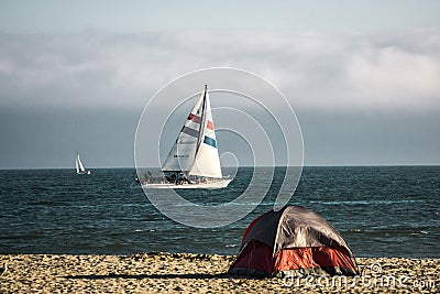 Sailing on the ocean with campers Editorial Stock Photo