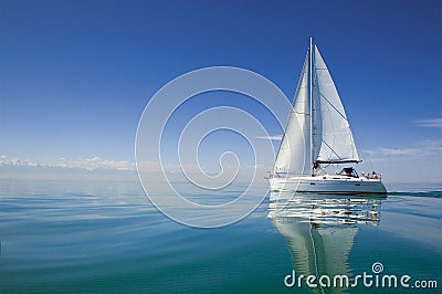 Boat in sailing regatta. Sailing yacht on the water Stock Photo