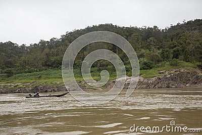 Boat on the Salween River Editorial Stock Photo