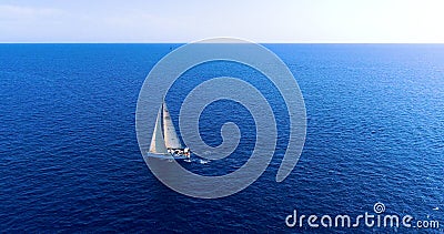 Boat at sea in aerial view Editorial Stock Photo