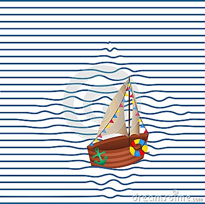 Boat at sea Vector Illustration