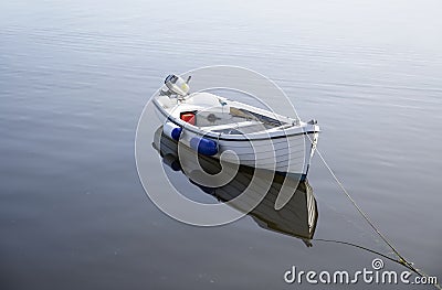 Boat in sea water for tranquility calm peace and mindfulness Stock Photo