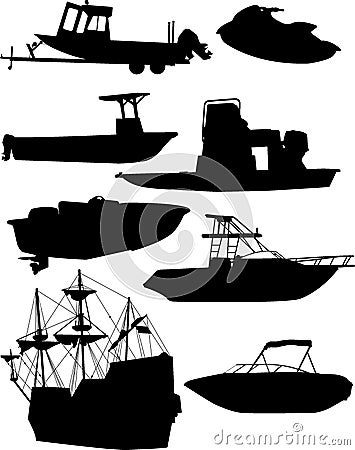 Boat Silhouettes Vector Illustration