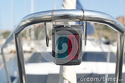 Boat starboard green and port red sides lights Stock Photo